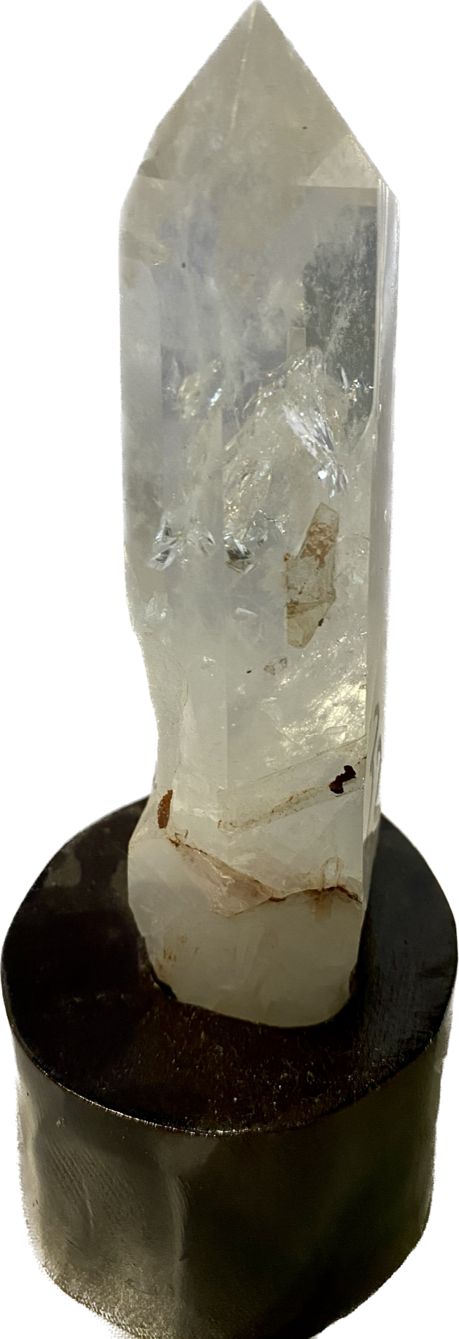 Clear Quartz Tower with Custom-Carved Wooden Stand