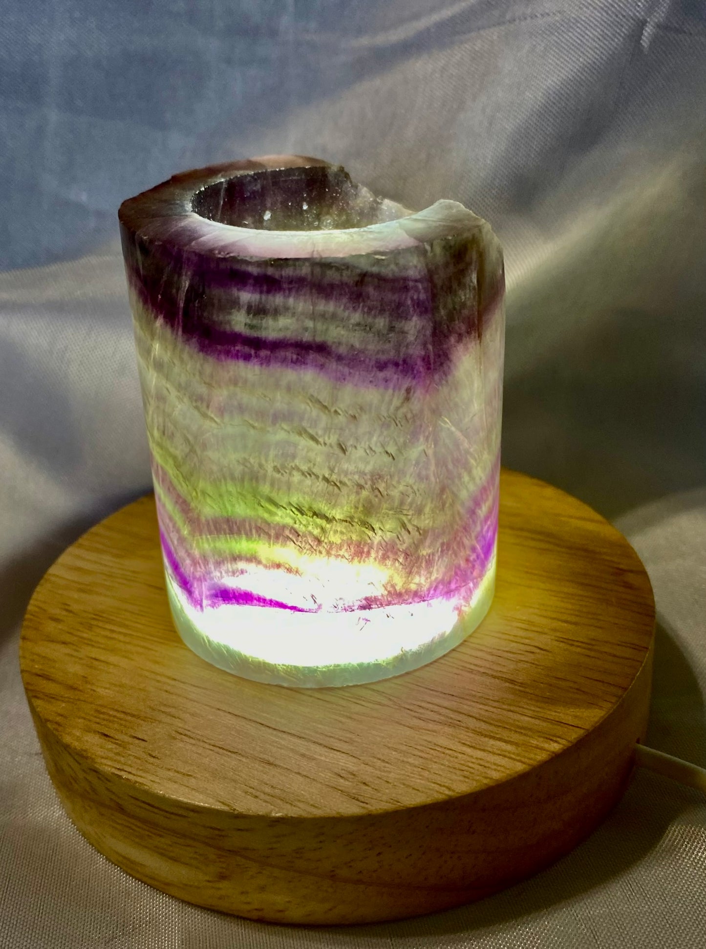 Fluorite Hollow Column, for tea light or light stand