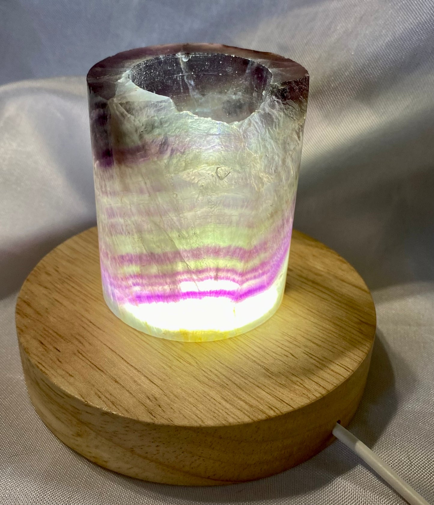 Fluorite Hollow Column, for tea light or light stand