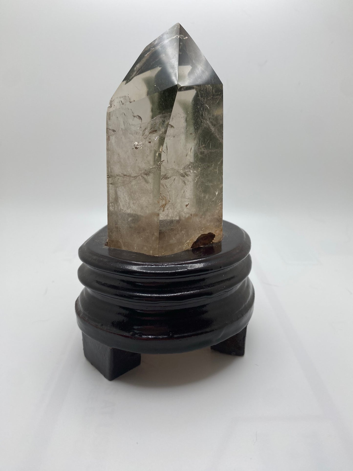 Quartz Tower with Custom-carved Wooden Stand s1