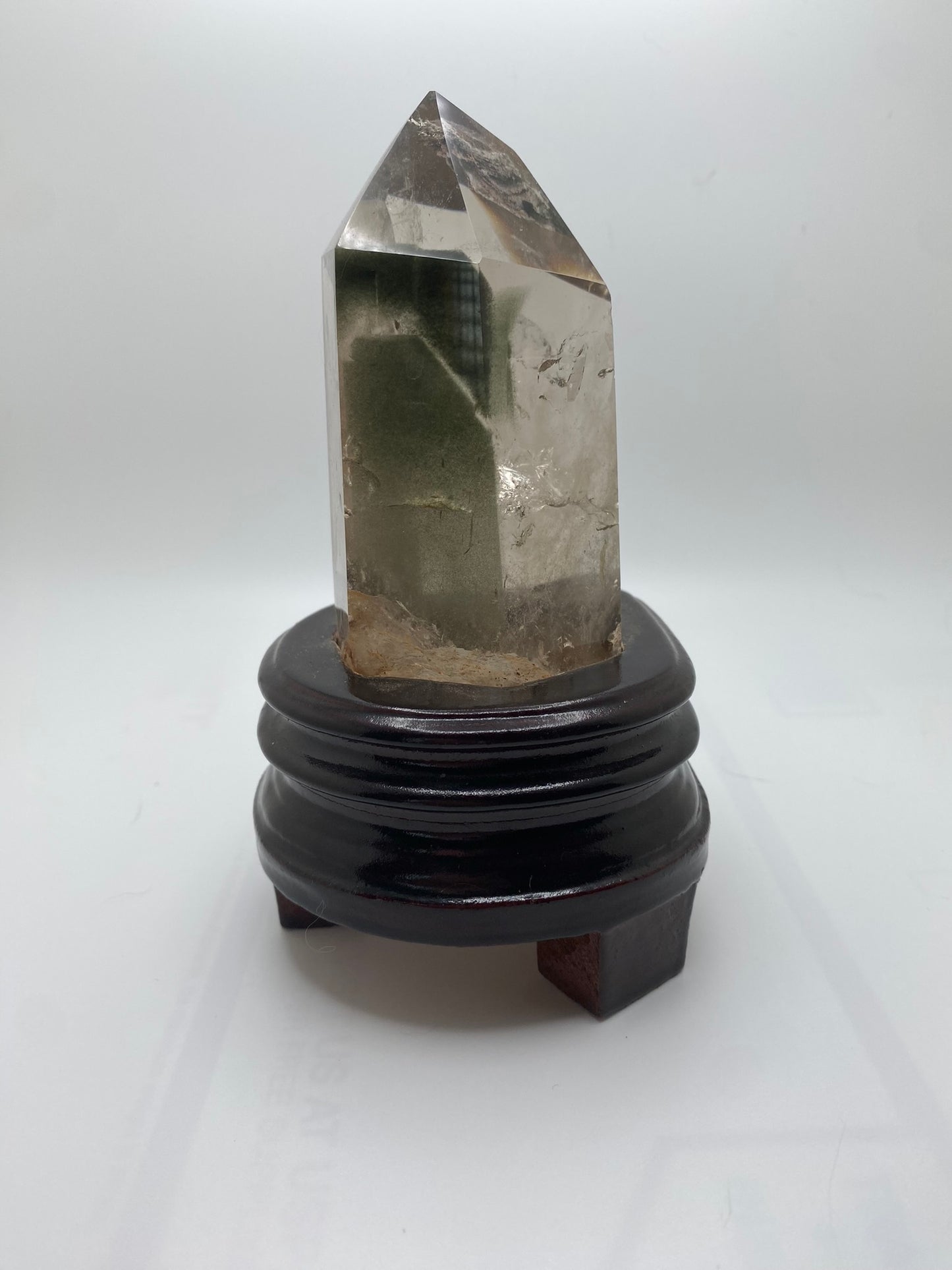 Quartz Tower with Custom-carved Wooden Stand s1