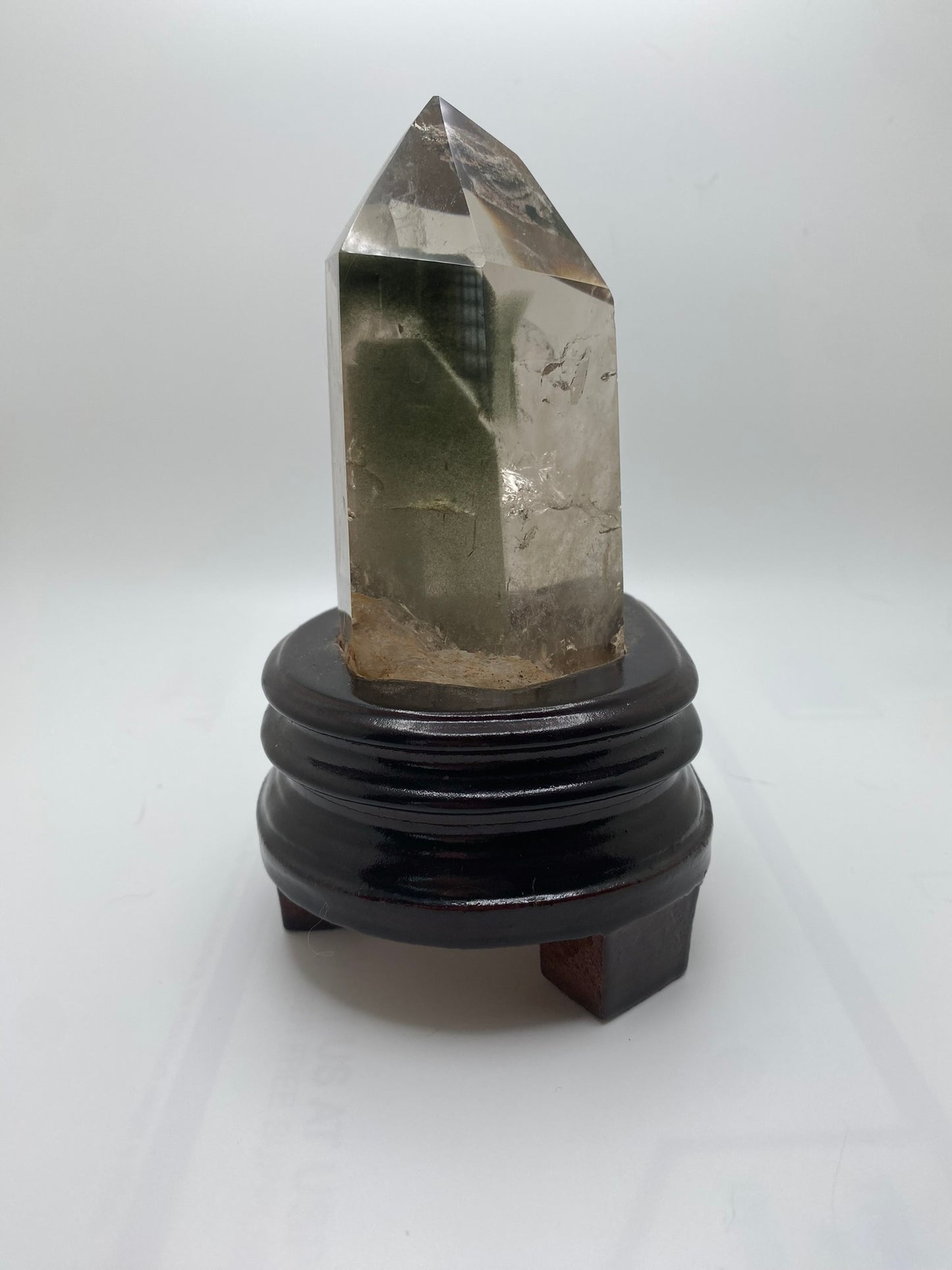 Quartz Tower with Custom-carved Wooden Stand s1