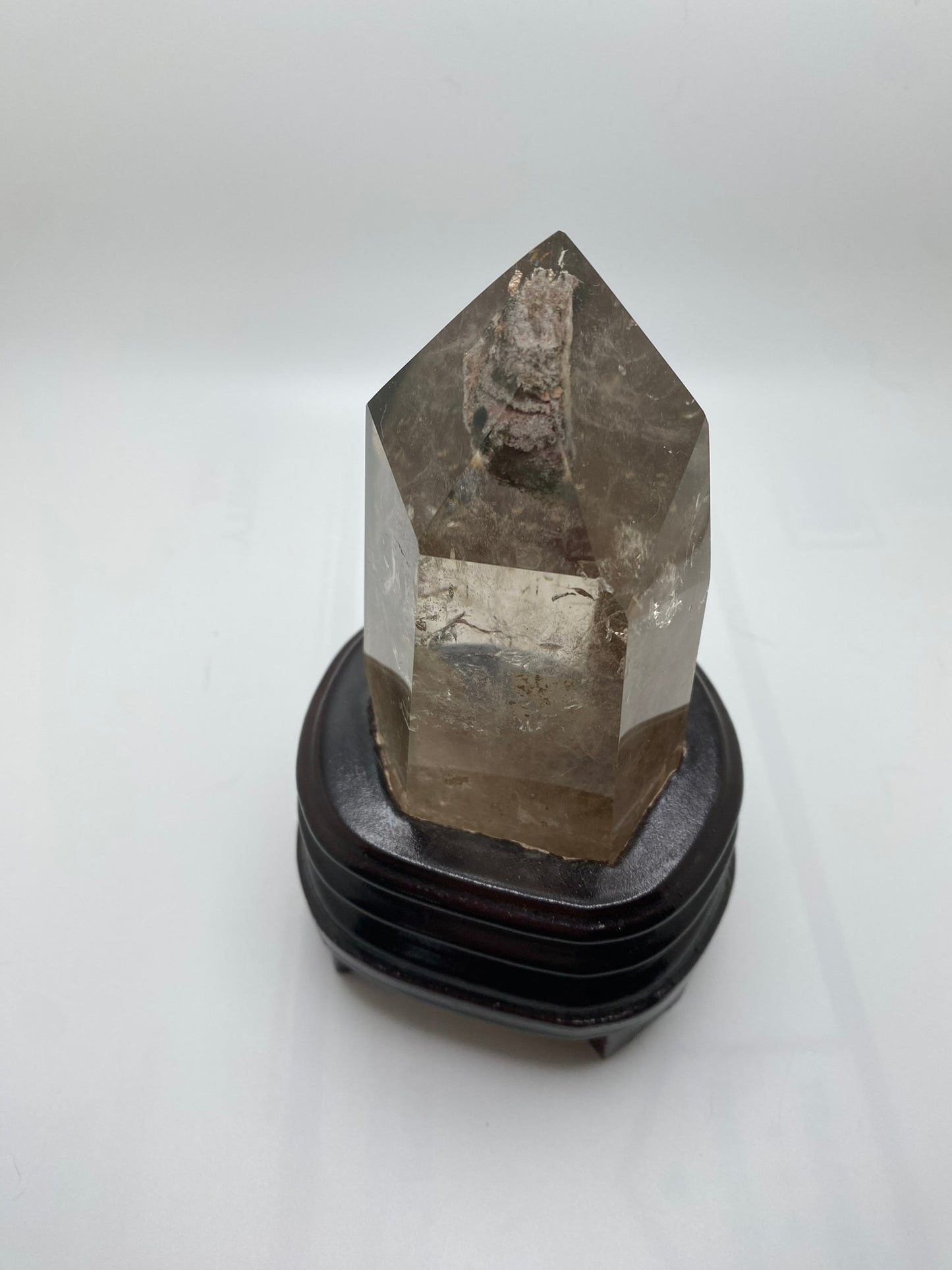 Quartz Tower with Custom-carved Wooden Stand s1