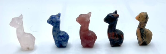 Gemstone Llama Figurines - Rose Quartz, Sodalite, Strawberry Quartz, Mahogany Jasper, Pink Zebra Jasper