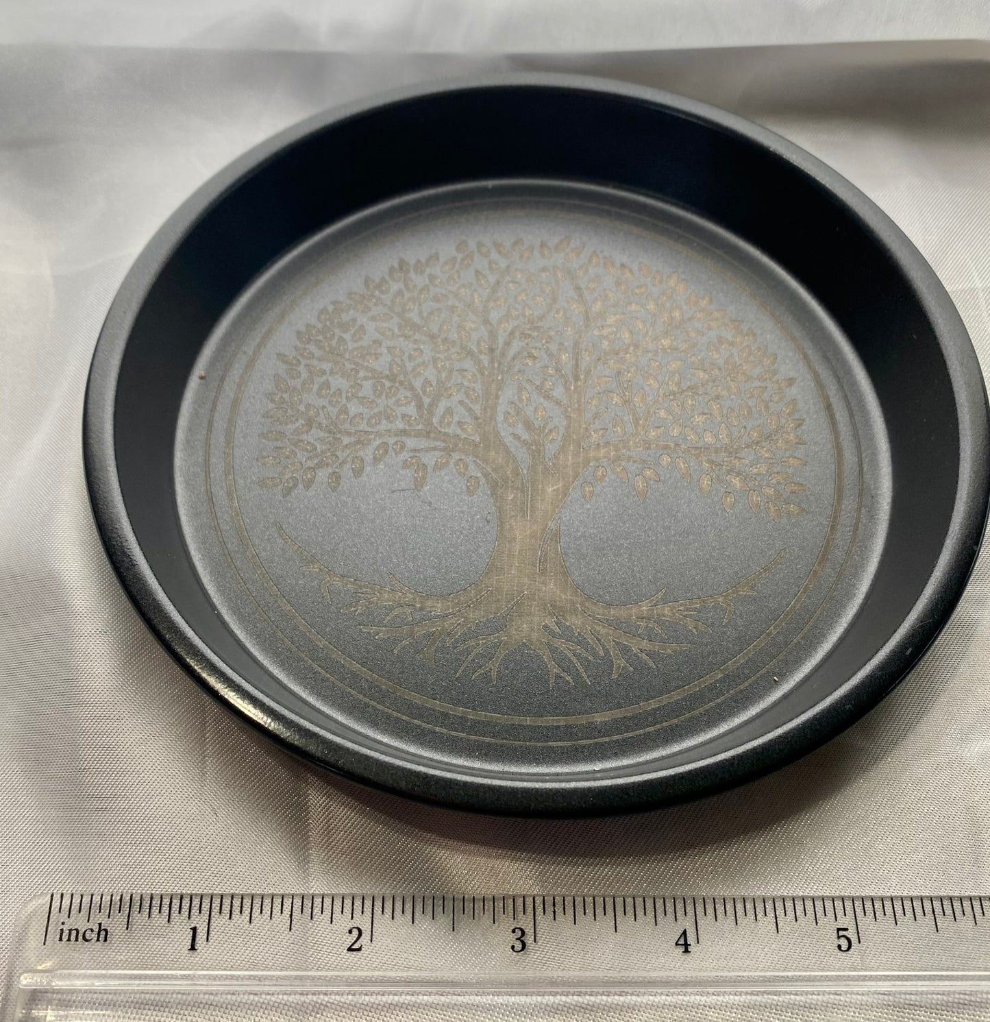 Black Metal Tray with Golden Tree of Life (AKA The World Tree, Yggdrasil, Mímameiðr) Etching