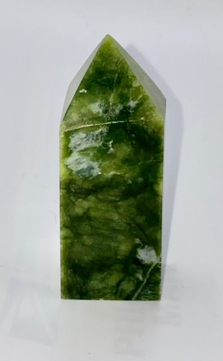 Green Jade Point 1-6s  - polished green stone mini-tower sculpture