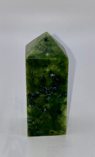 Green Jade Point 1-6s  - polished green stone mini-tower sculpture