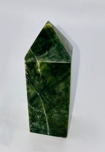 Green Jade Point 1-6s  - polished green stone mini-tower sculpture