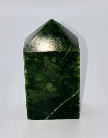 Green Jade Point 1-6s  - polished green stone mini-tower sculpture