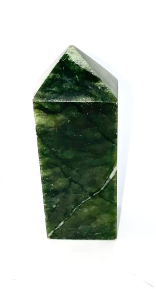 Green Jade Point 1-6s  - polished green stone mini-tower sculpture