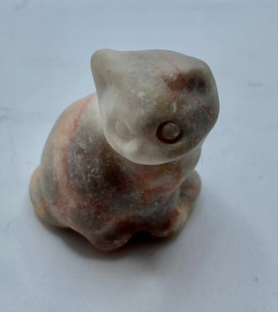 Pink Zebra Jasper Sitting Cat Figurine