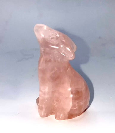 Rose Quartz Howling Wolf Figurine