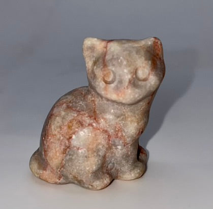 Pink Zebra Jasper Sitting Cat Figurine