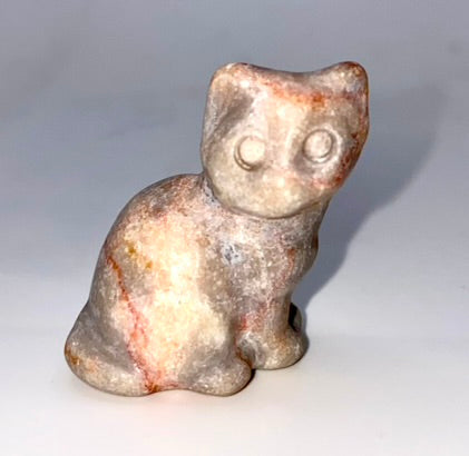 Pink Zebra Jasper Sitting Cat Figurine