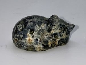 Sleeping Cat Figurine in Kambaba Jasper