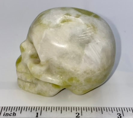 Afghanistan Jade Skull Sculpture Figurine - Halloween decor, spooky polished stone sculpture