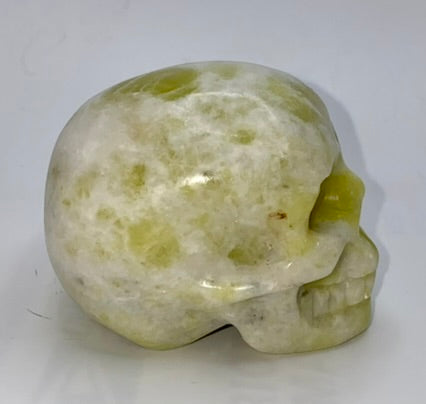 Afghanistan Jade Skull Sculpture Figurine - Halloween decor, spooky polished stone sculpture