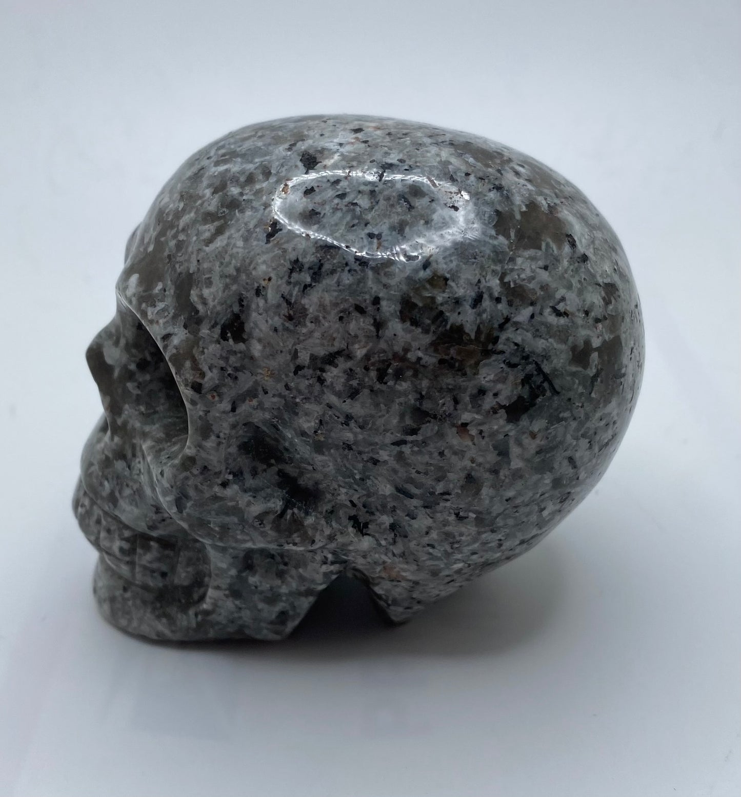 Yooperlite Skull 3,4,5 (UV Reactive) - Halloween decor, spooky polished stone sculpture glows under blacklight…