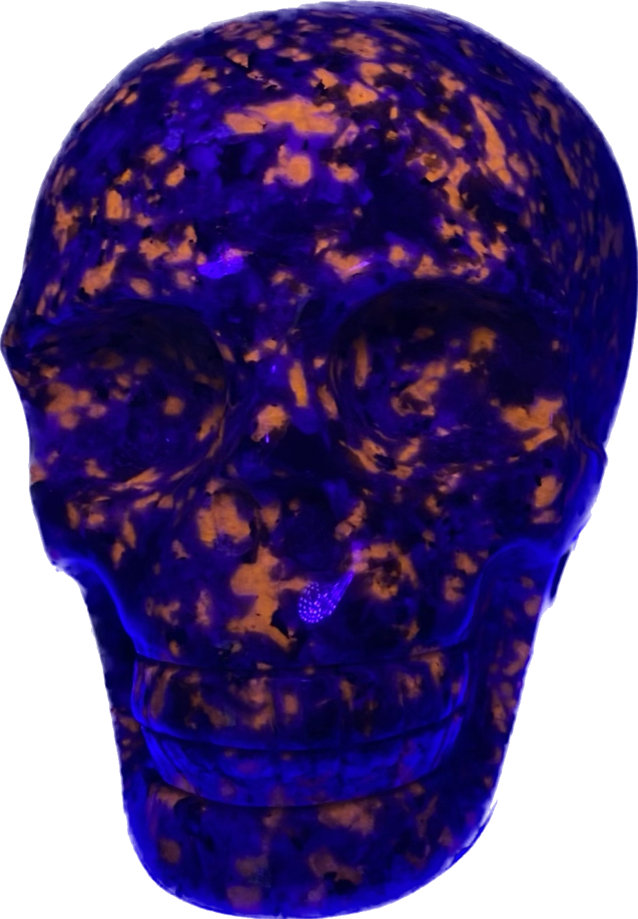 Yooperlite Skull 3,4,5 (UV Reactive) - Halloween decor, spooky polished stone sculpture glows under blacklight…