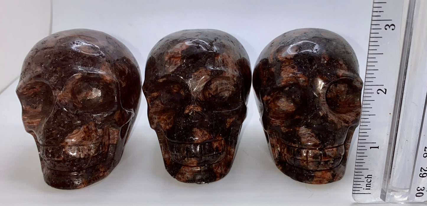 Red Quesera Skull Sculpture Figurine - Halloween decor, spooky polished stone sculpture