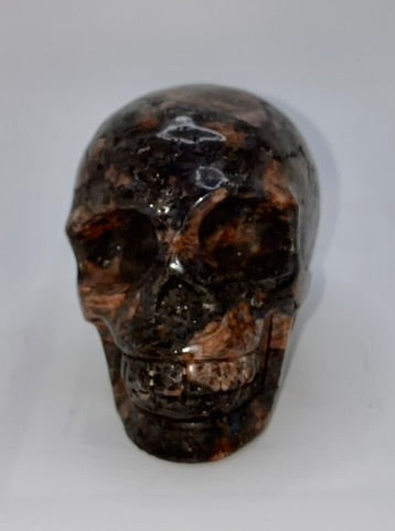 Red Quesera Skull Sculpture Figurine - Halloween decor, spooky polished stone sculpture