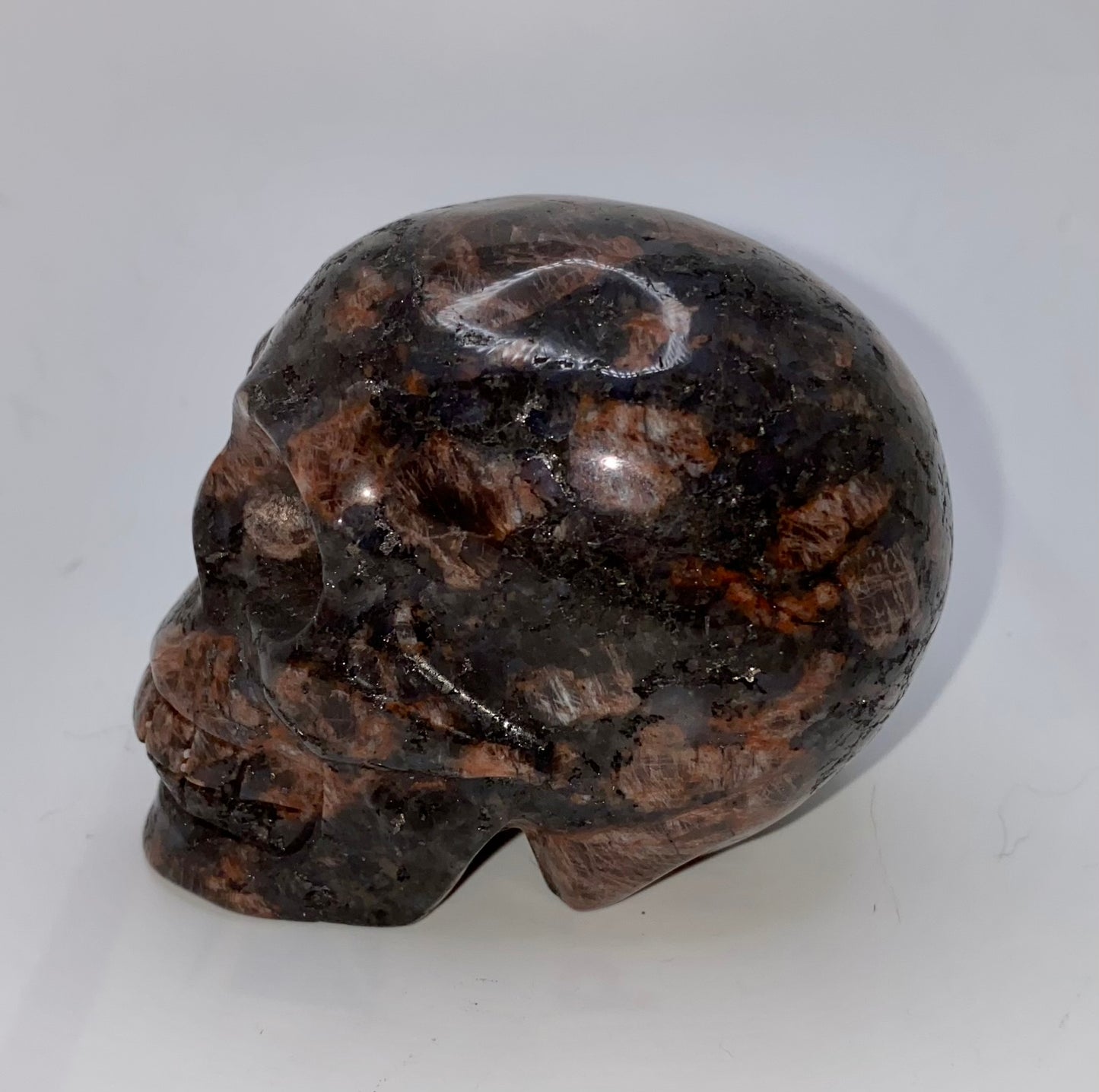 Red Quesera Skull Sculpture Figurine - Halloween decor, spooky polished stone sculpture