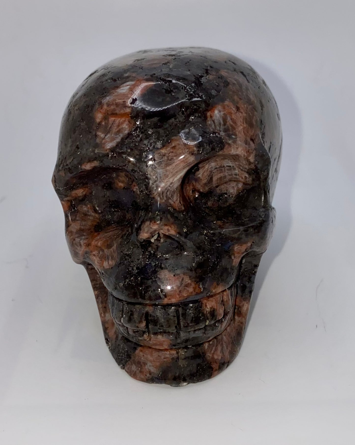 Red Quesera Skull Sculpture Figurine - Halloween decor, spooky polished stone sculpture