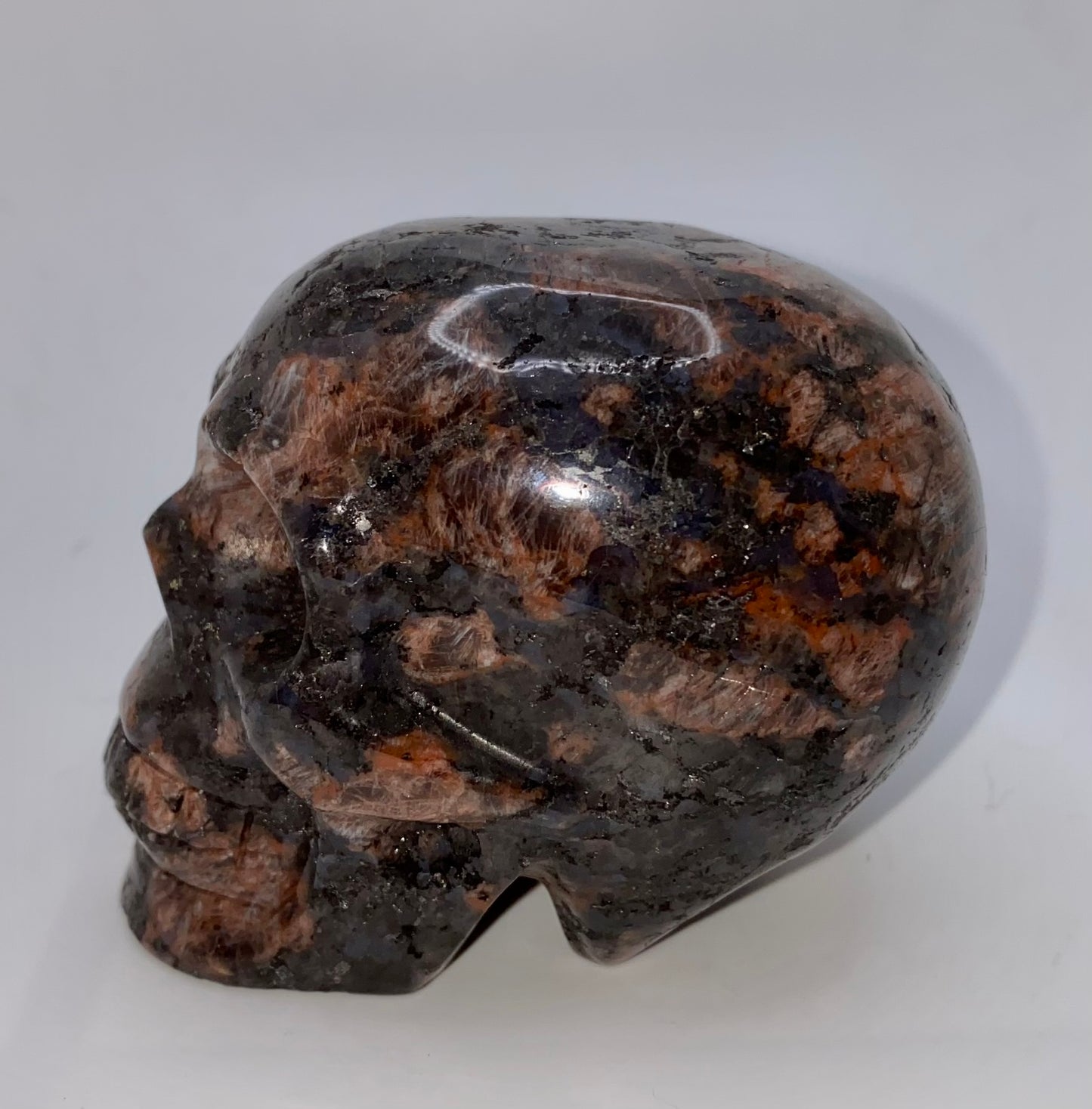 Red Quesera Skull Sculpture Figurine - Halloween decor, spooky polished stone sculpture