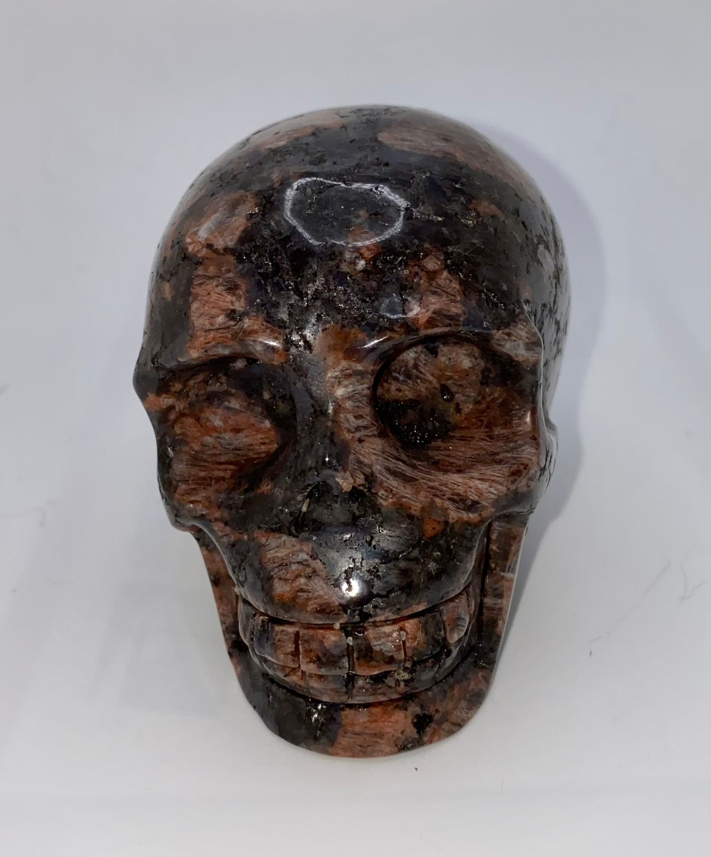 Red Quesera Skull Sculpture Figurine - Halloween decor, spooky polished stone sculpture