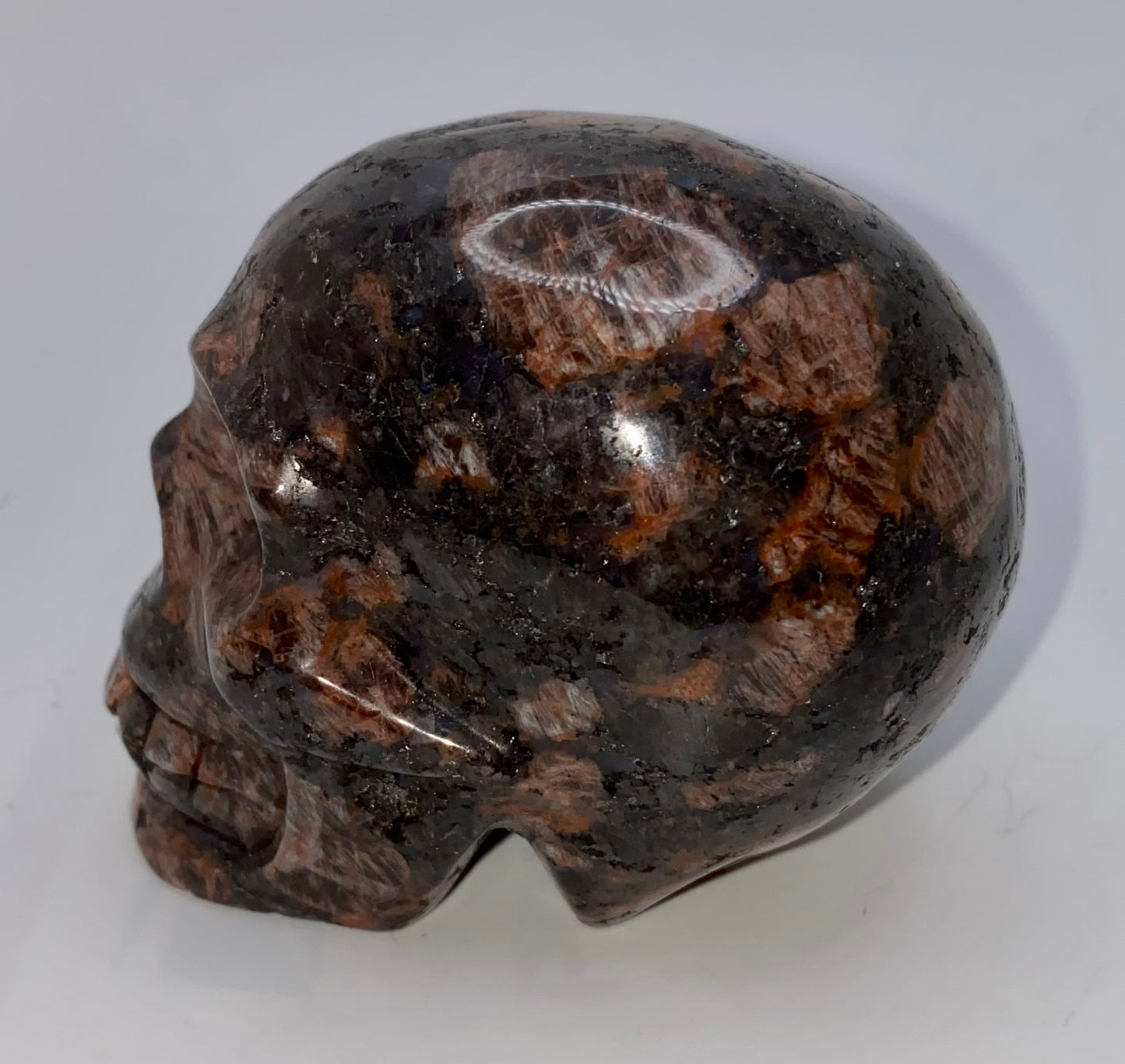 Red Quesera Skull Sculpture Figurine - Halloween decor, spooky polished stone sculpture