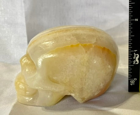 Large Afghanistan Jade Stone Skull Statue 2,3 - Halloween decor, spooky polished sculpture