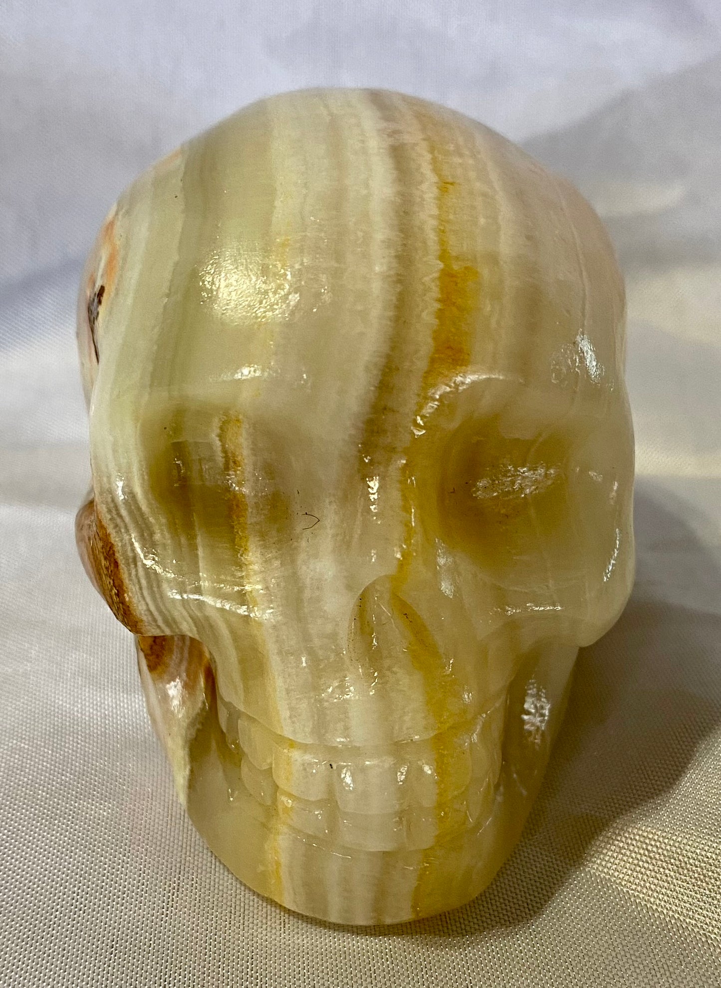 Large Afghanistan Jade Stone Skull Statue 2,3 - Halloween decor, spooky polished sculpture