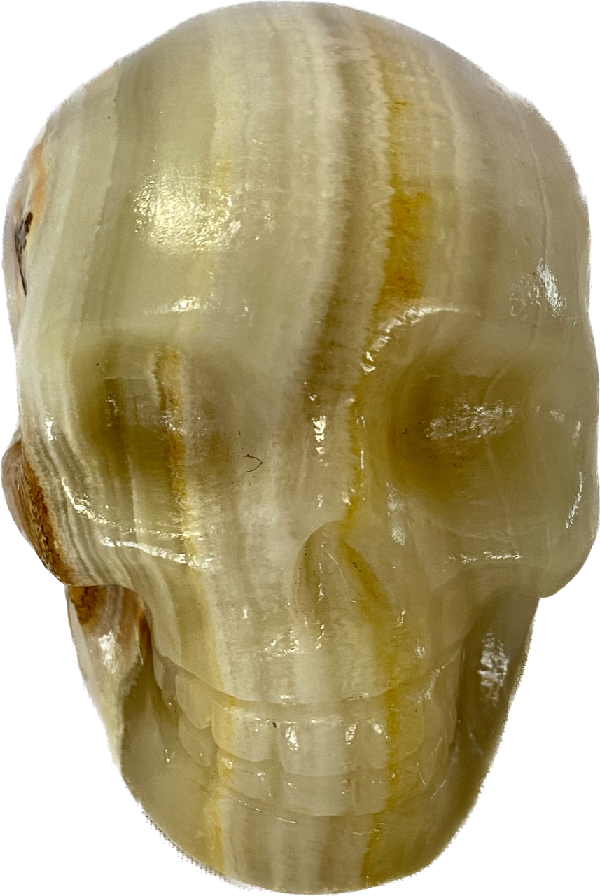 Large Afghanistan Jade Stone Skull Statue 2,3 - Halloween decor, spooky polished sculpture