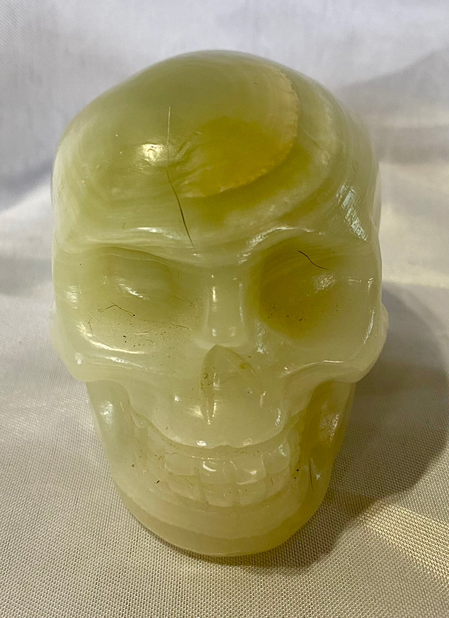 Large Afghanistan Jade Stone Skull Statue 2,3 - Halloween decor, spooky polished sculpture