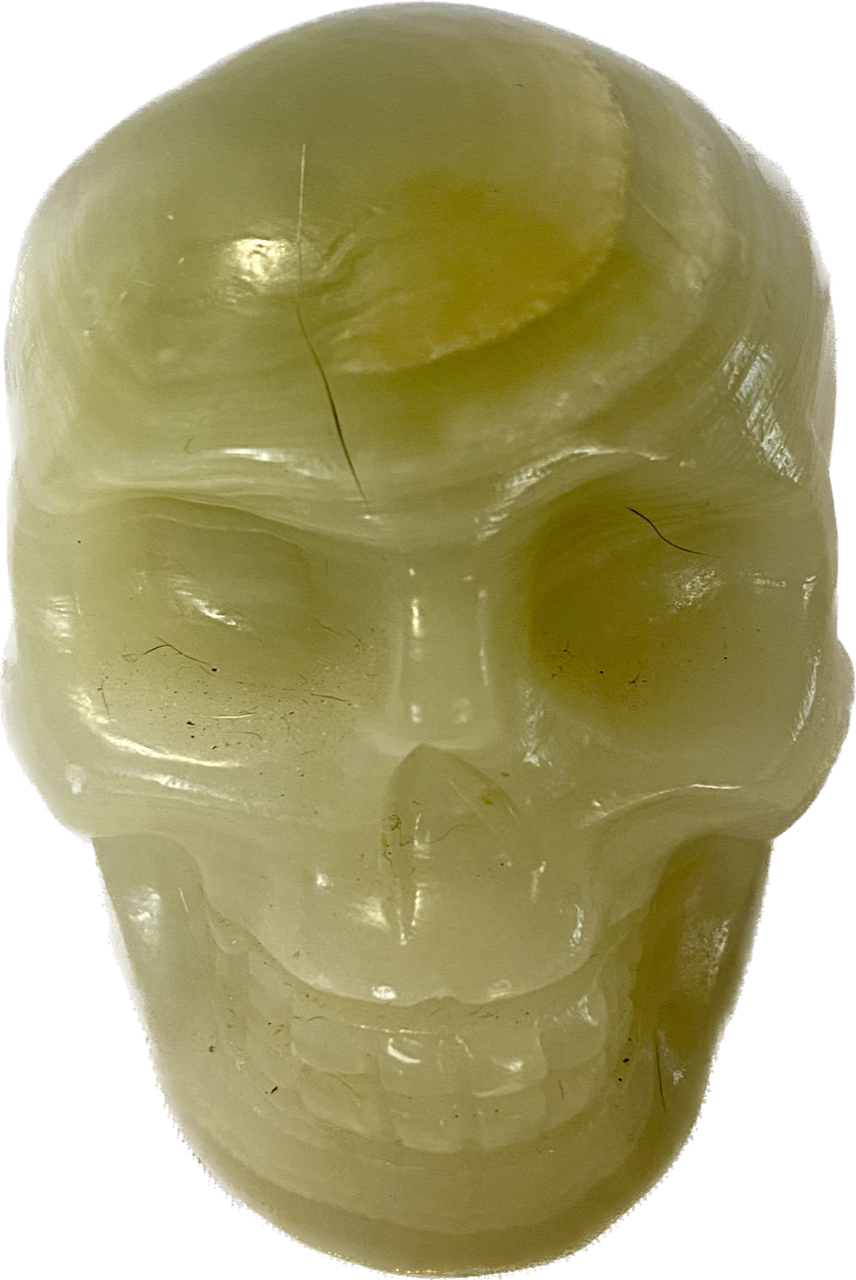 Large Afghanistan Jade Stone Skull Statue 2,3 - Halloween decor, spooky polished sculpture