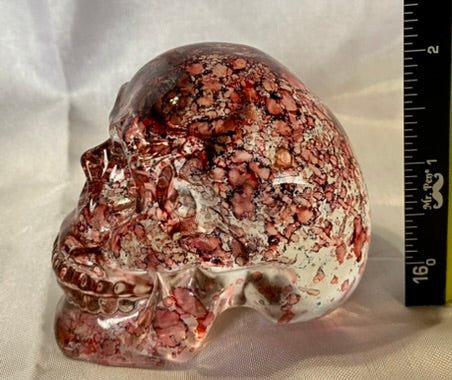 Large Tinted Glass Skull - Halloween decor, spooky polished sculpture