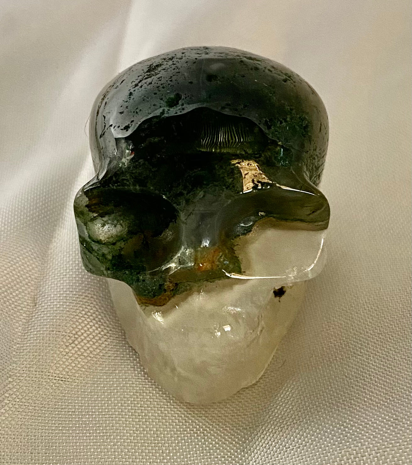 Gemstone Skull Figurines - Halloween decor, spooky multicolored polished sculpture