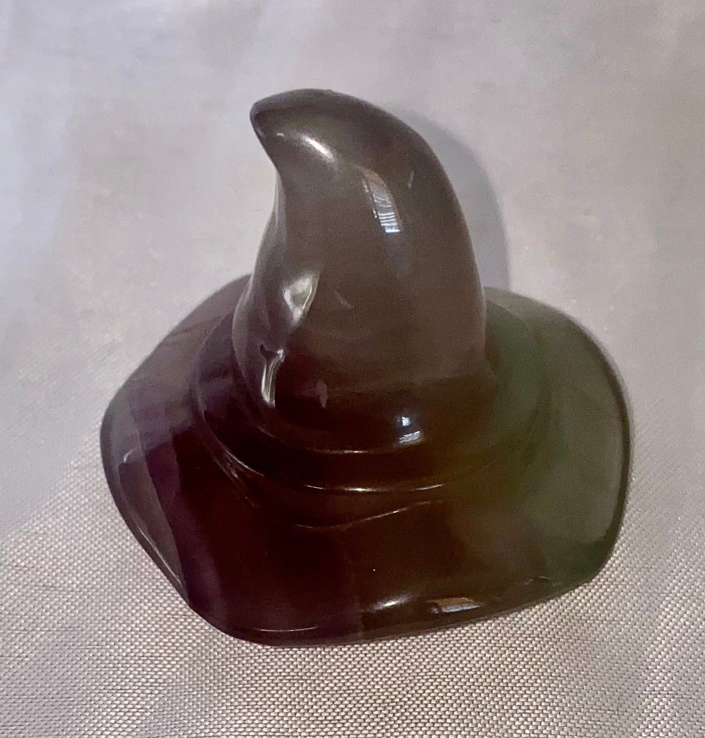 Gemstone Witch's Hat Figurine - Halloween decor green purple stone sculpture