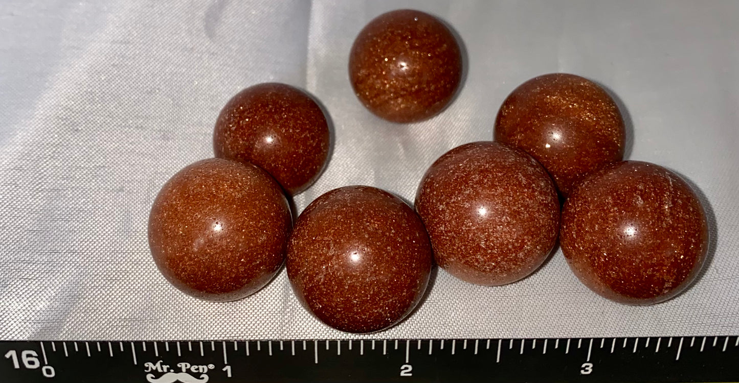 Brown Orange Sandstone (AKA Goldstone) Sphere - polished stone sculpture