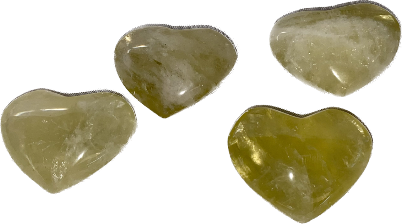 Citrine Heart Figurines s1-4 - polished golden stone crystal sculpture