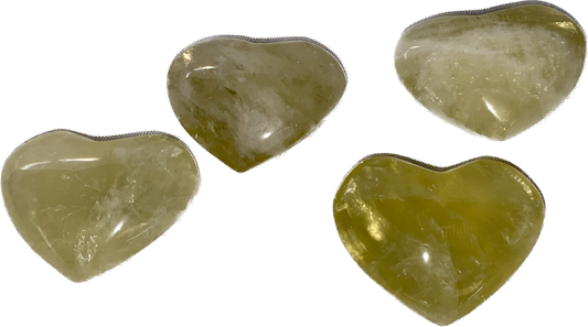Citrine Heart Figurines s1-4 - polished golden stone crystal sculpture