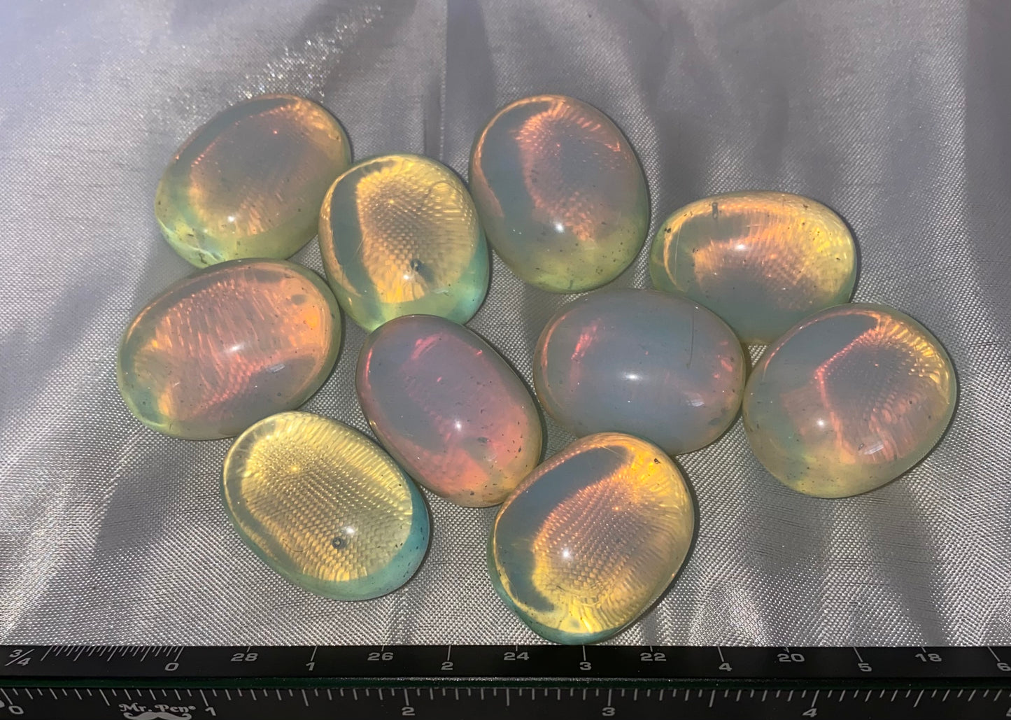 Opalite Palm Stone 1...10 - opalescent flash stone sculpture