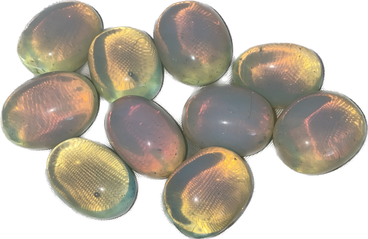 Opalite Palm Stone 1...10 - opalescent flash stone sculpture