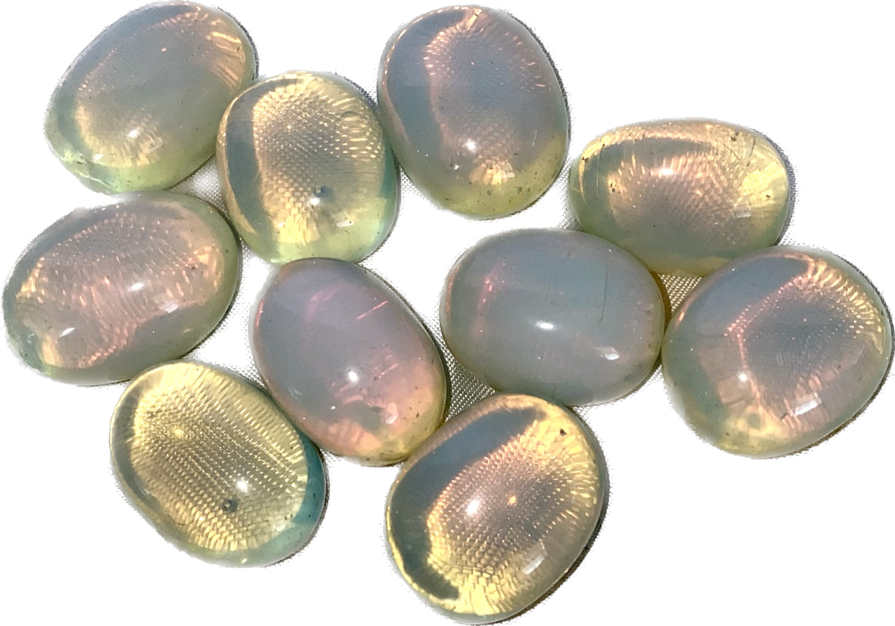 Opalite Palm Stone 1...10 - opalescent flash stone sculpture