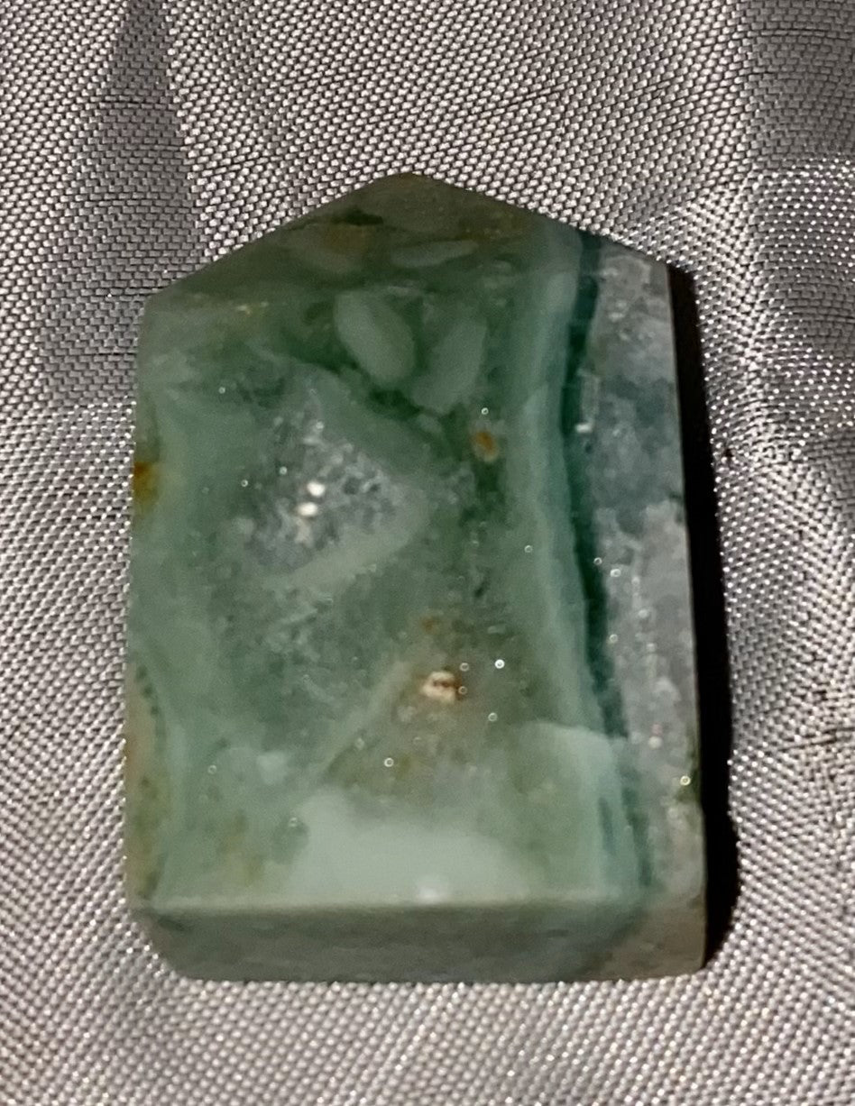 Green Calcite Point 2-8t - polished white green stone mini-tower sculpture