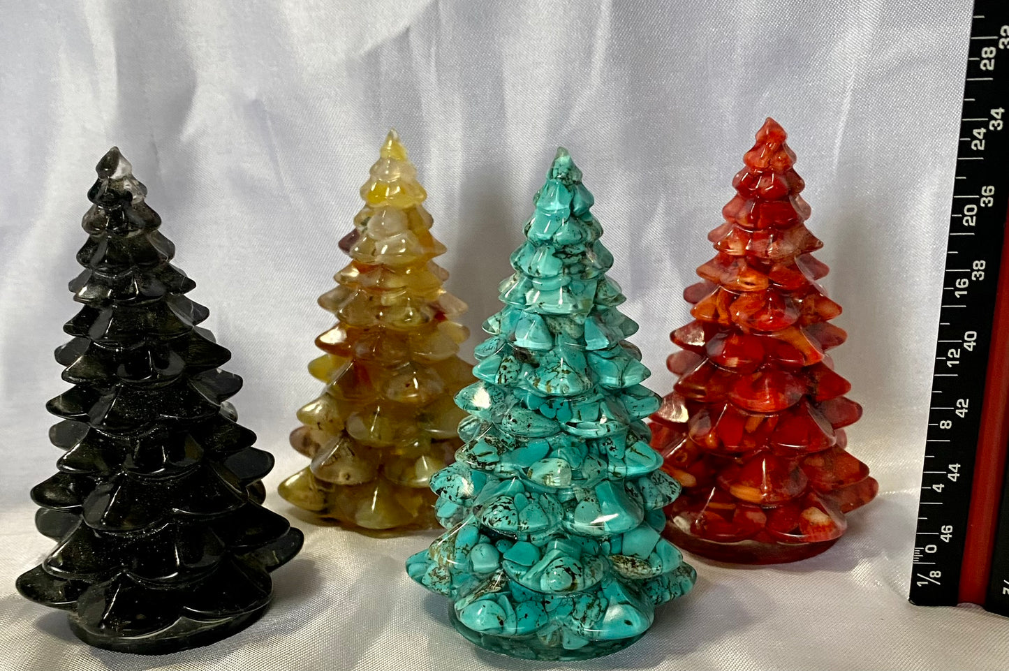 Stone-Chip-Filled Resin Christmas Tree Statue Figurine