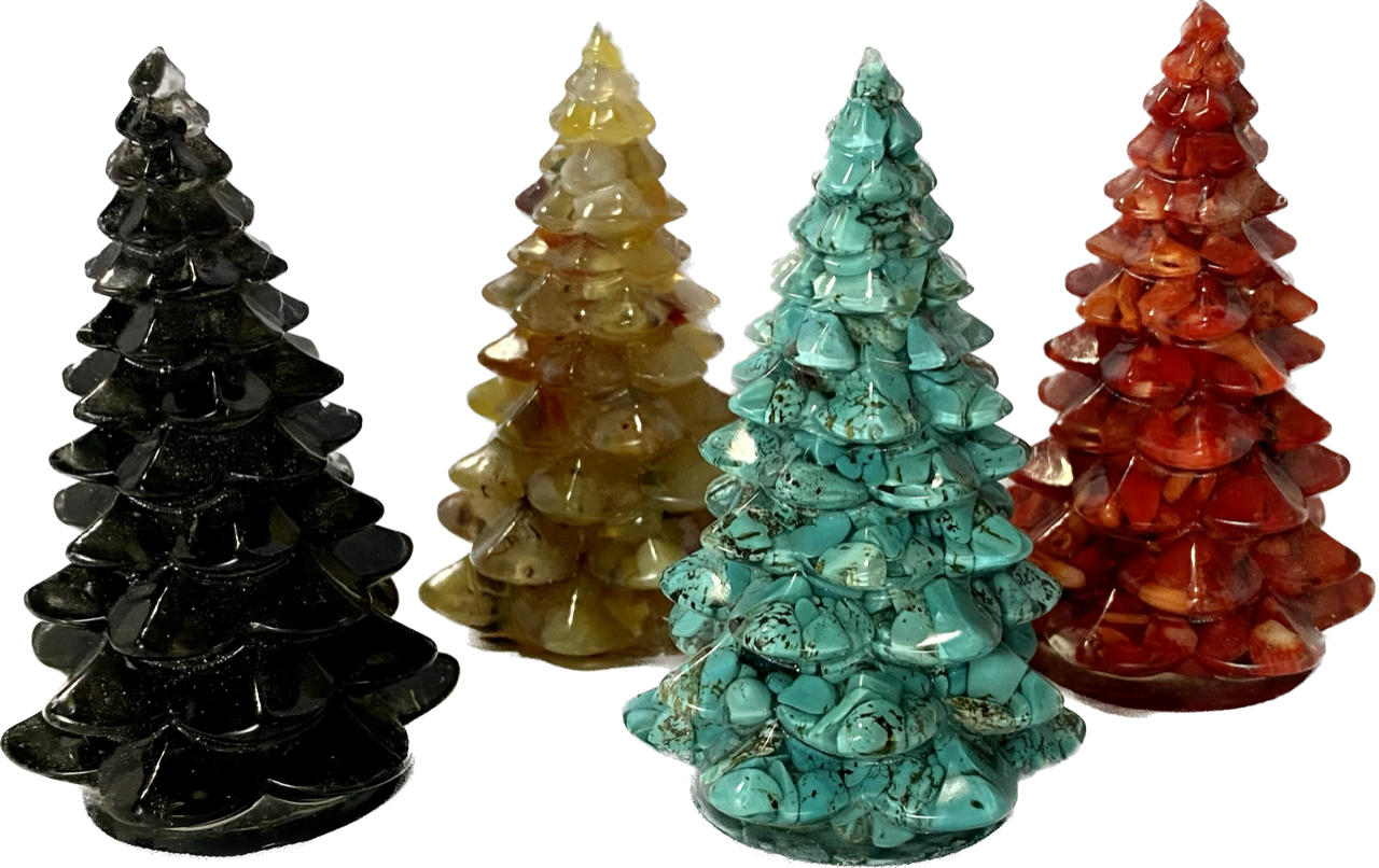 Stone-Chip-Filled Resin Christmas Tree Statue Figurine