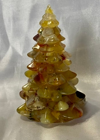 Stone-Chip-Filled Resin Christmas Tree Statue Figurine