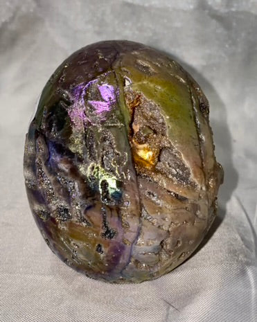 Sphalerite Aura Skull - Halloween decor, spooky polished stone sculpture