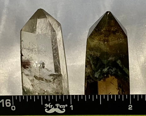 Garden Quartz Point t1,2 - polished clear Lodolite stone sculpture